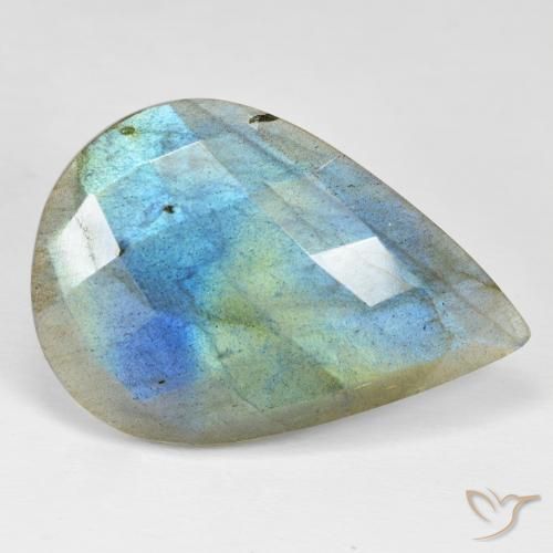 28.45ct 자연스러운 다색 조회 장석, 배 모양, 불투명체
