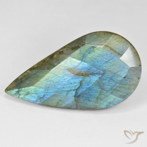 35.49ct 자연스러운 다색 조회 장석, 배 모양, 불투명체