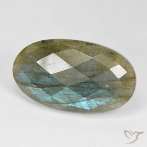 24.29ct 자연스러운 다색 조회 장석, 타원형, 불투명체
