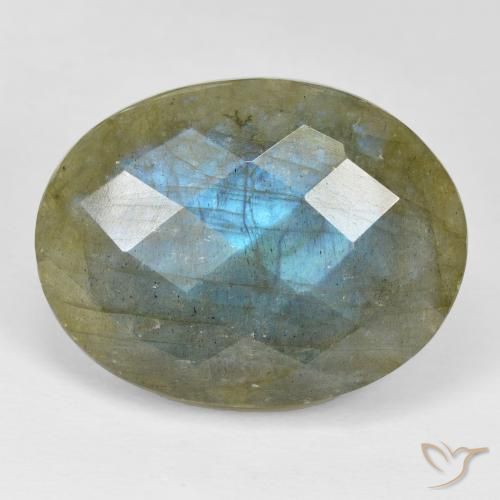 32.39ct 자연스러운 다색 조회 장석, 타원형, 불투명체