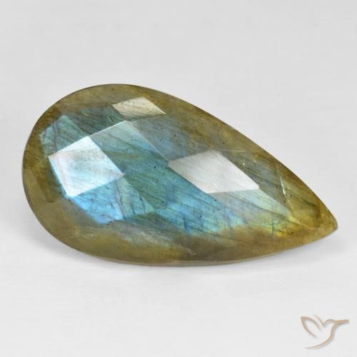 25.95ct 자연스러운 다색 조회 장석, 배 모양, 불투명체