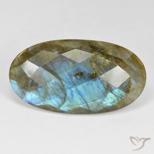 26.56ct 자연스러운 다색 조회 장석, 타원형, 불투명체