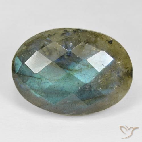 24.18ct 자연스러운 다색 조회 장석, 타원형, 불투명체