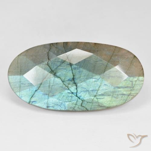 40.87ct 자연스러운 다색 조회 장석, 타원형, 불투명체