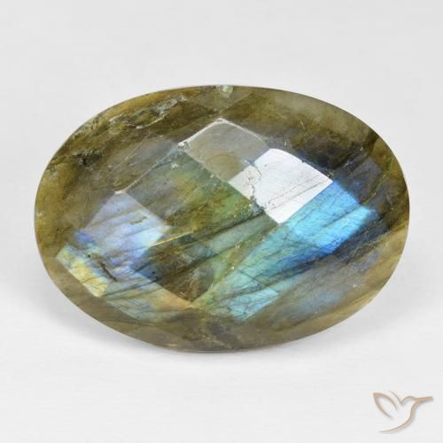 18.53ct 자연스러운 다색 조회 장석, 타원형, 불투명체