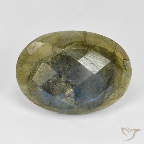 16.89ct 자연스러운 다색 조회 장석, 타원형, 불투명체