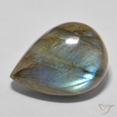17.48캐럿 천연 멀티컬러 라브라도라이트, 배 모양, 20.4×15 mm, 투명한