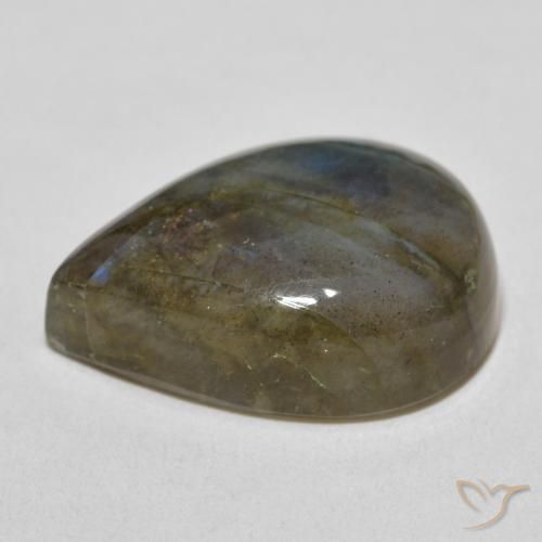 17.48캐럿 천연 멀티컬러 라브라도라이트, 배 모양, 20.4×15 mm, 투명한