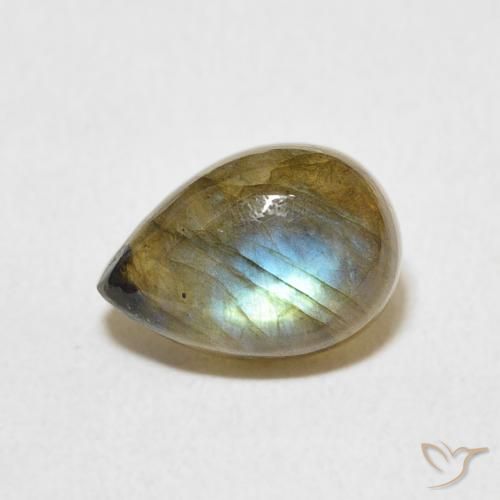 2.18ct 자연스러운 다색 조회 장석, 배 모양, 투명한