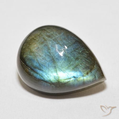 18.54ct 자연스러운 다색 조회 장석, 배 모양, 투명한