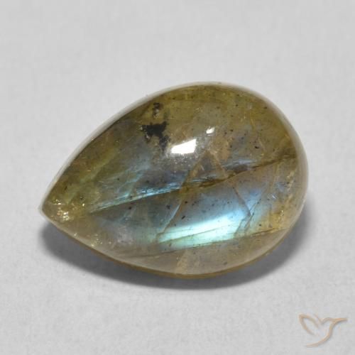 6.39ct 자연스러운 다색 조회 장석, 배 모양, 투명한