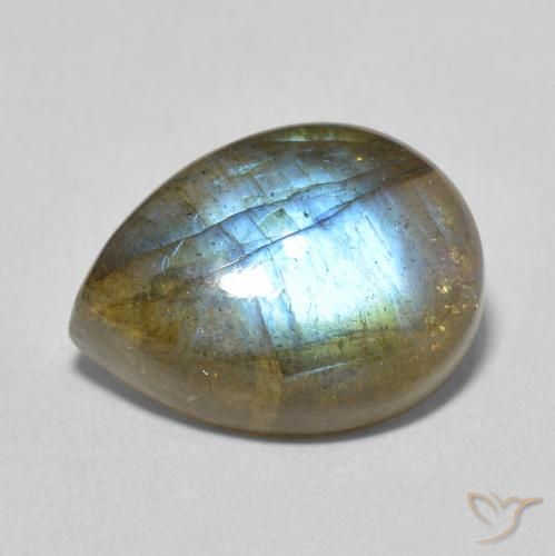 9.82ct 자연스러운 다색 조회 장석, 배 모양, 투명한