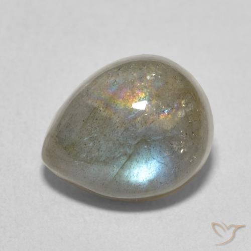 4.12ct 자연스러운 다색 조회 장석, 배 모양, 투명한