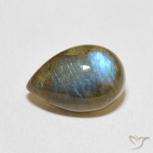 3.87ct 자연스러운 다색 조회 장석, 배 모양, 투명한