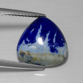 6.82캐럿 천연 로열 블루 라피스 라줄리, 트릴리언, 12.8×12.4 mm, 불투명체