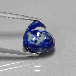 3.39캐럿 천연 로열 블루 라피스 라줄리, 하트 모양, 9.8×8.7 mm, 불투명체