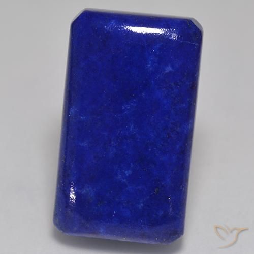 32.27ct 자연스러운 강렬한 네이비 블루 청금석, 에메랄드 컷, 불투명체