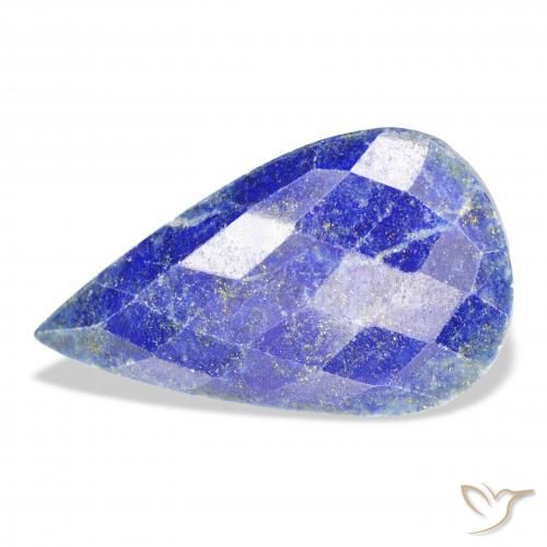 34.77ct 자연스러운 미디엄 블루 청금석, 배 모양, 불투명체