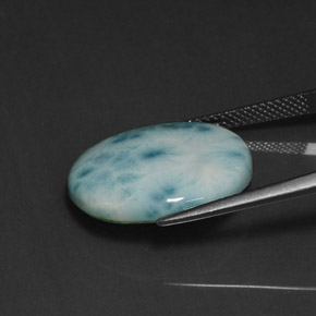 12.07캐럿 천연 그린 블루 라리마, 타원형 컷, 20.2×16.5 mm, 불투명체