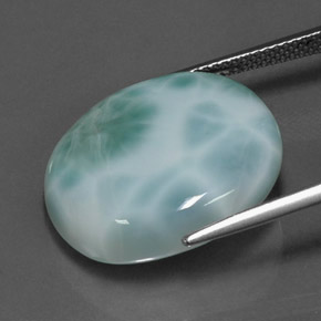 19.66캐럿 천연 그린 블루 라리마, 타원형 컷, 21.1×18.1 mm, 불투명체