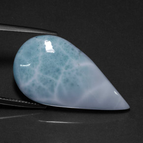 20.12캐럿 천연 그린 블루 라리마, 배 모양, 31.4×17.2 mm, 불투명체