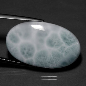 32.38캐럿 천연 블루 그린 라리마, 타원형 컷, 31.9×19.1 mm, 불투명체