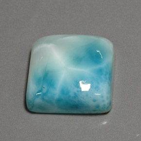 25.97캐럿 천연 그린 블루 라리마, 쿠션 컷, 17.1×17.1 mm, 불투명체
