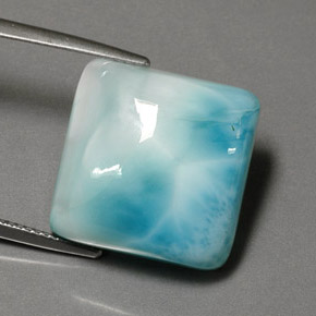 25.97캐럿 천연 그린 블루 라리마, 쿠션 컷, 17.1×17.1 mm, 불투명체