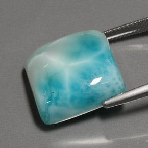 25.97캐럿 천연 그린 블루 라리마, 쿠션 컷, 17.1×17.1 mm, 불투명체