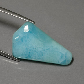 15.19캐럿 천연 그린 블루 라리마, 멋진 모양, 25.8×15.7 mm, 불투명체