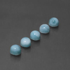 캐럿 천연 블루 라리마 보석, 라운드 컷, 5.21 mm, 불투명체