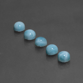 캐럿 천연 블루 라리마 보석, 라운드 컷, 5.16 mm, 불투명체