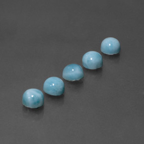 캐럿 천연 블루 라리마 보석, 라운드 컷, 5.16 mm, 불투명체