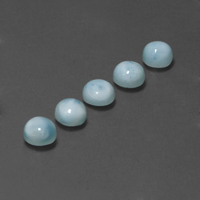 캐럿 천연 블루 라리마 보석, 라운드 컷, 5.17 mm, 불투명체