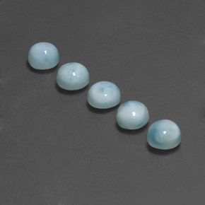 캐럿 천연 블루 라리마 보석, 라운드 컷, 5.17 mm, 불투명체