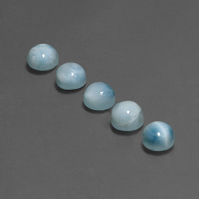캐럿 천연 블루 라리마 보석, 라운드 컷, 5.17 mm, 불투명체