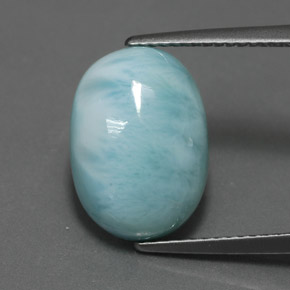 7.33캐럿 천연 블루 라리마, 타원형 컷, 14.1×10.1 mm, 불투명체