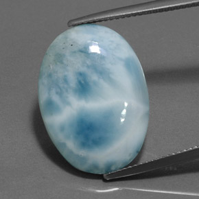 18.44캐럿 천연 블루 라리마, 타원형 컷, 22.1×15.9 mm, 불투명체