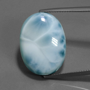 24.16캐럿 천연 블루 라리마, 타원형 컷, 22.2×16.2 mm, 불투명체