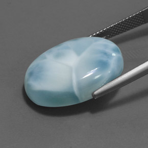 24.16캐럿 천연 블루 라리마, 타원형 컷, 22.2×16.2 mm, 불투명체