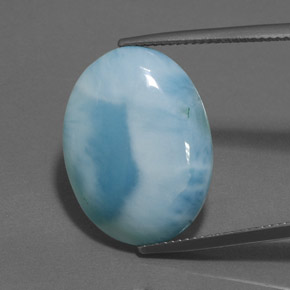 15.89캐럿 천연 블루 라리마, 타원형 컷, 22×16.4 mm, 불투명체