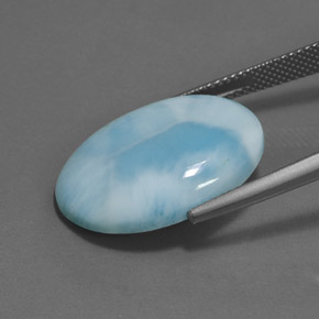 15.89캐럿 천연 블루 라리마, 타원형 컷, 22×16.4 mm, 불투명체