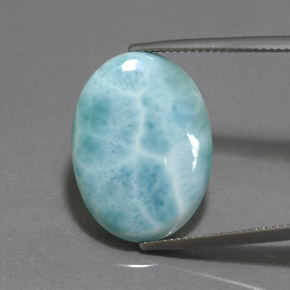 15.50캐럿 천연 블루 라리마, 타원형 컷, 22×16.3 mm, 불투명체