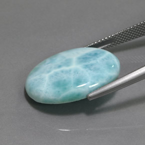 15.50캐럿 천연 블루 라리마, 타원형 컷, 22×16.3 mm, 불투명체