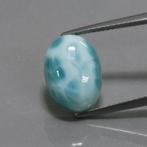 6.91캐럿 천연 블루 라리마, 타원형 컷, 14.1×10.1 mm, 불투명체
