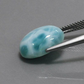 6.91캐럿 천연 블루 라리마, 타원형 컷, 14.1×10.1 mm, 불투명체