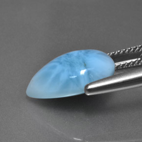 5.87캐럿 천연 블루 라리마, 배 모양, 13.9×10.2 mm, 불투명체