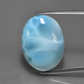 24.71캐럿 천연 블루 라리마, 타원형 컷, 21.6×16.3 mm, 불투명체