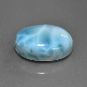 24.71캐럿 천연 블루 라리마, 타원형 컷, 21.6×16.3 mm, 불투명체