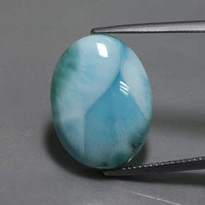 15.22캐럿 천연 블루 라리마, 타원형 컷, 20.1×15.1 mm, 불투명체